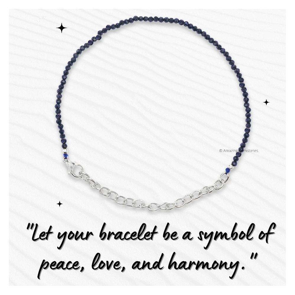 Blue Sunstone Dyed Crystal Bracelet - 2mm Faceted Bead (Silver)