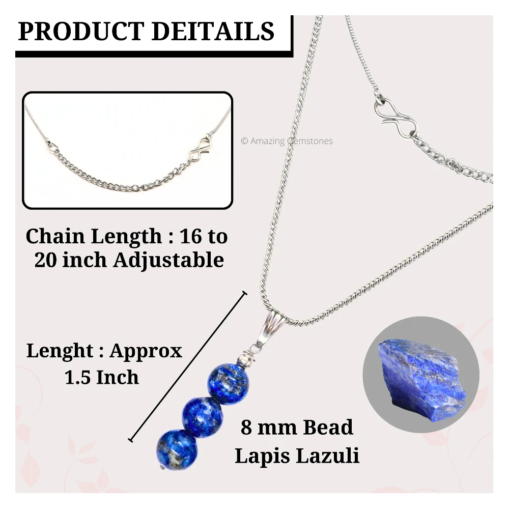 Lapis Lazuli Bead Pendant (Silver)