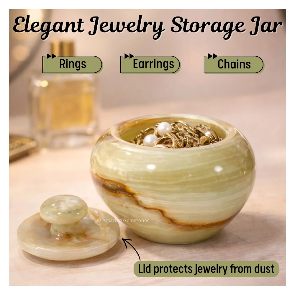 Green Onyx Candy Jar Apple Shape
