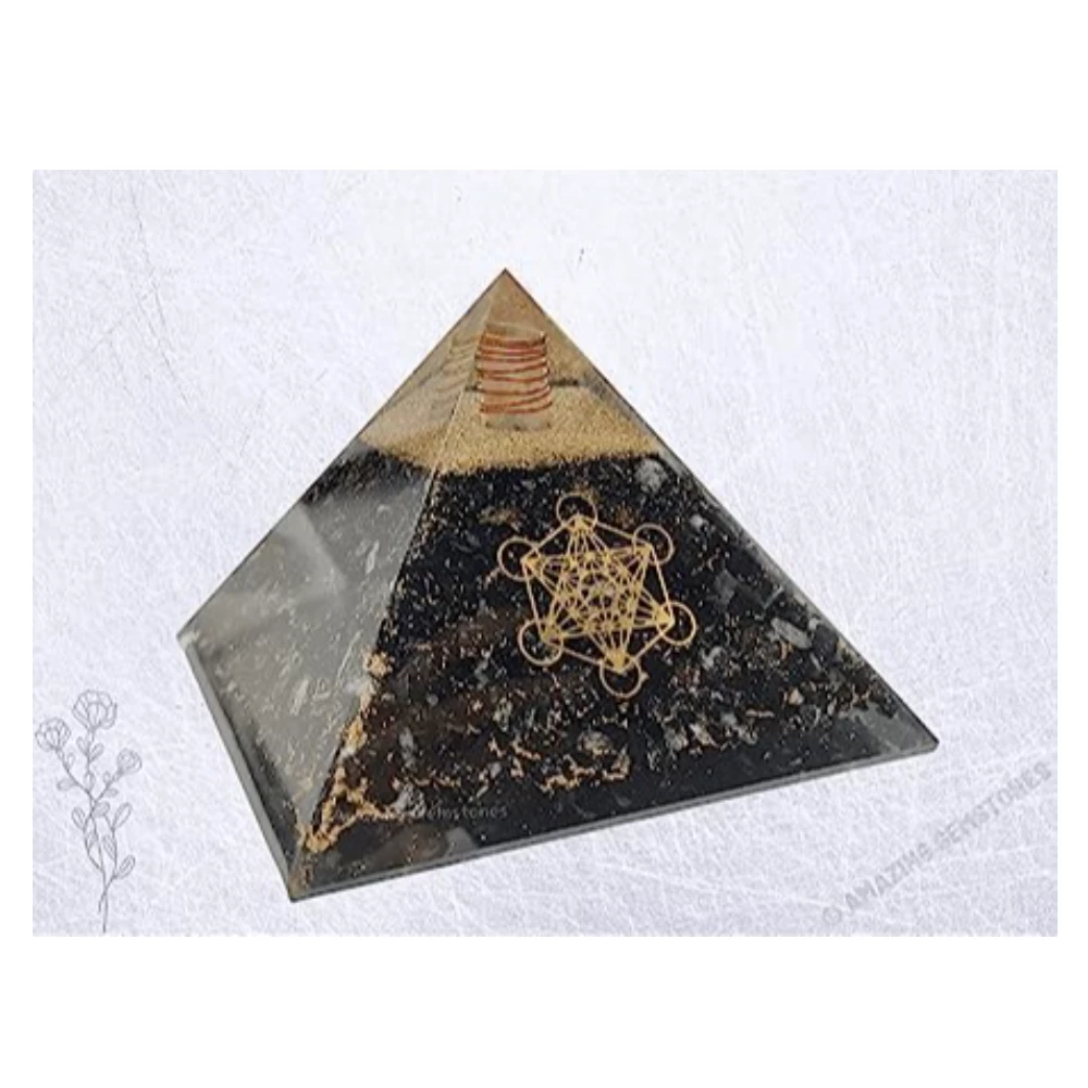 Black Tourmaline Orgone Pyramid Metatron Cube (Extra Large)