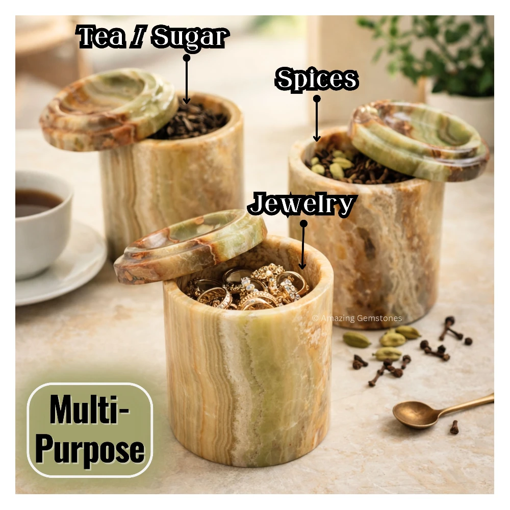 Green Onyx Candy Flat Jar
