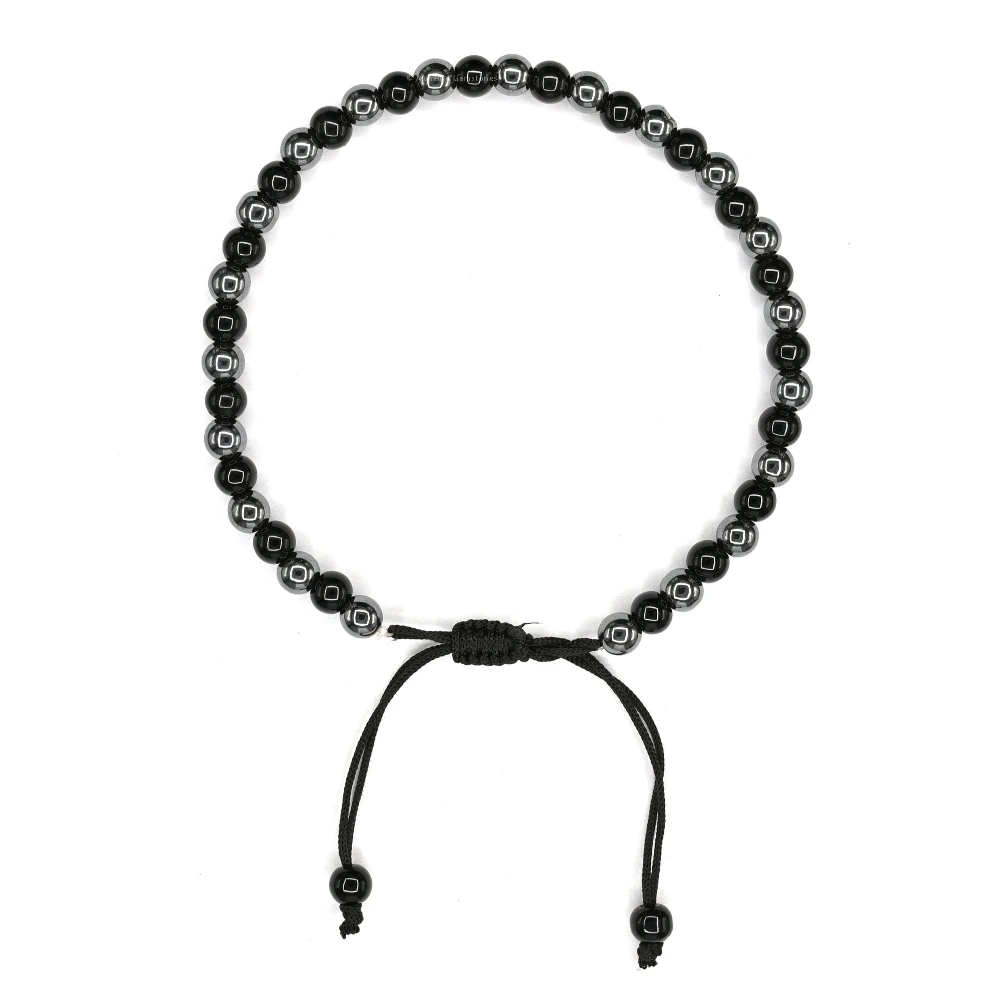 Black Obsidian Hematite Anklet (Without Knot)