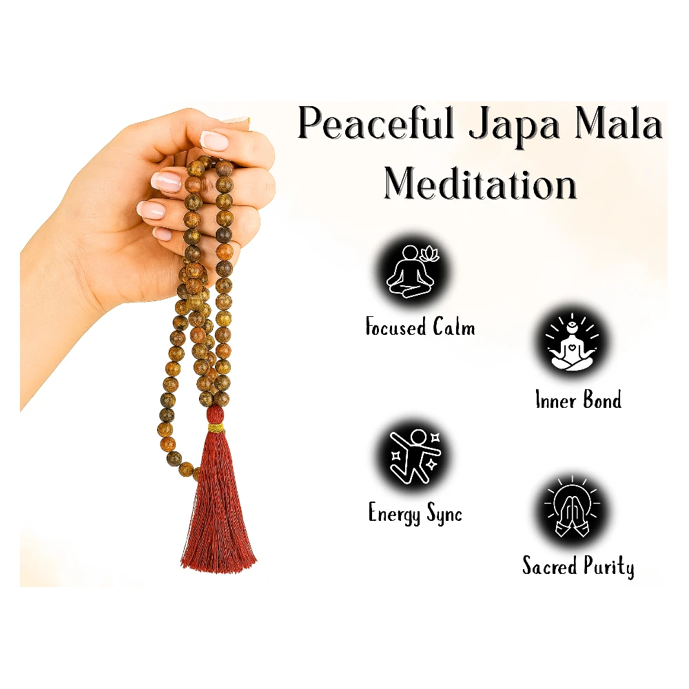 Leopard Jasper Mala (Without Knot)