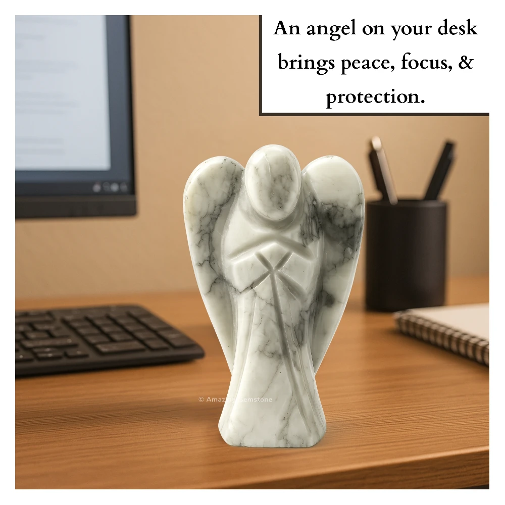 Howlite  Angel Figurine (3 Inch)