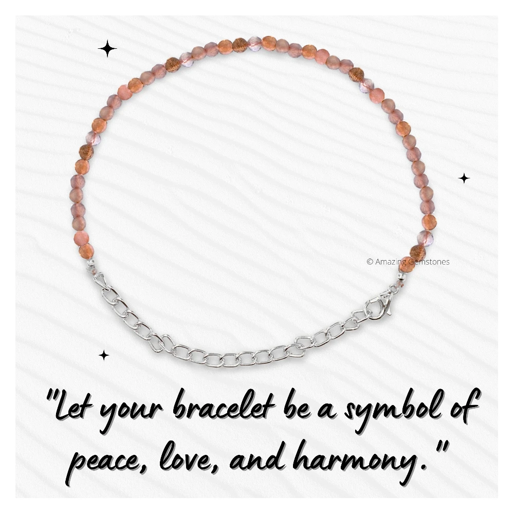 Golden Moonstone Crystal Bracelet - 2mm Faceted Bead (Silver)