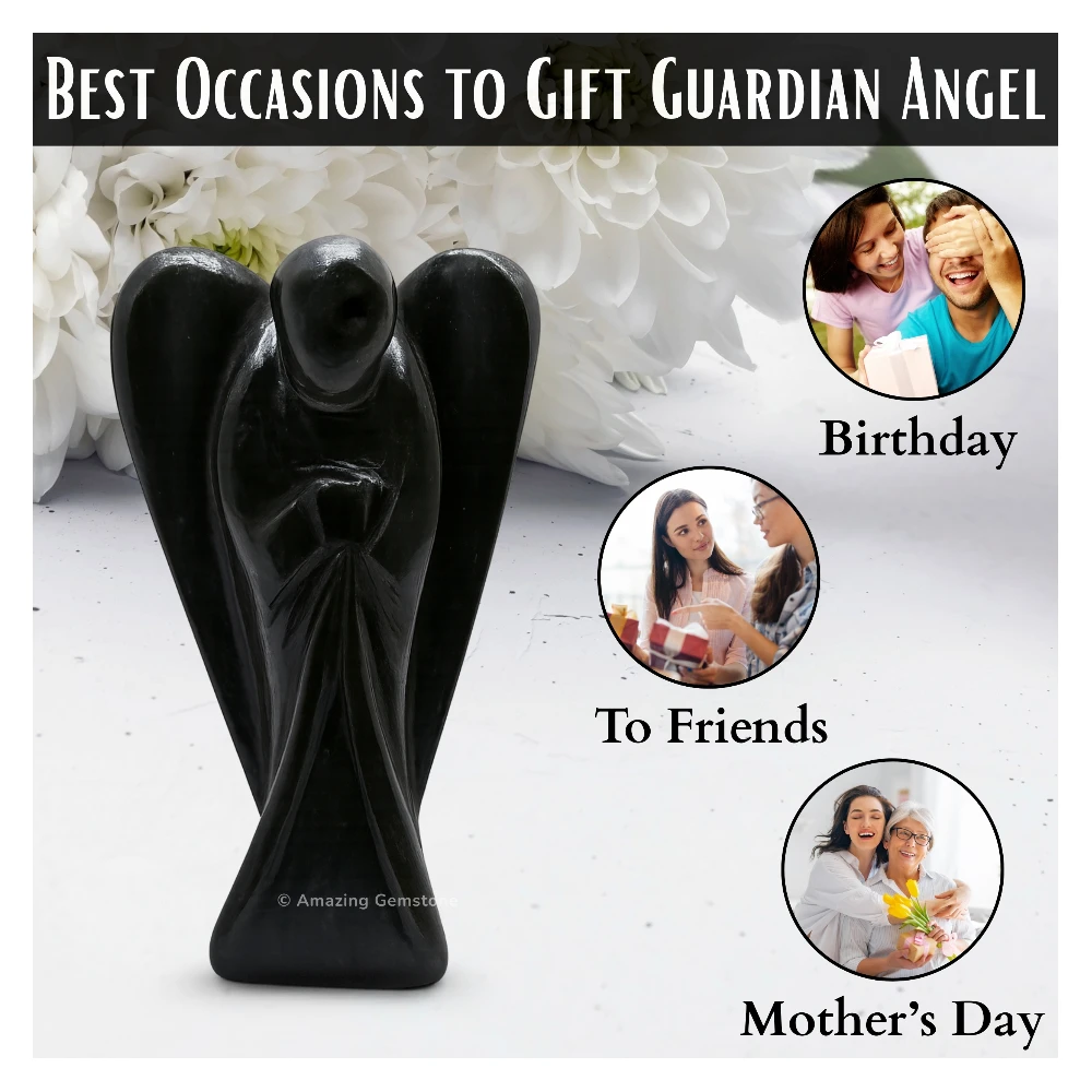 Black Tourmaline Angel Figurine (2 Inch)
