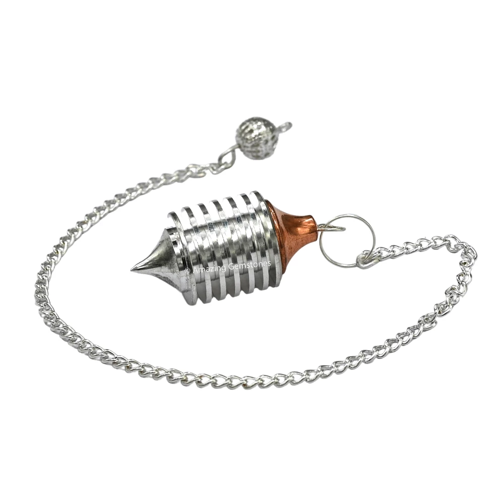 Copper Metal Pendulum - Silver Vertical Hard Coil with Copper Head (MP69)