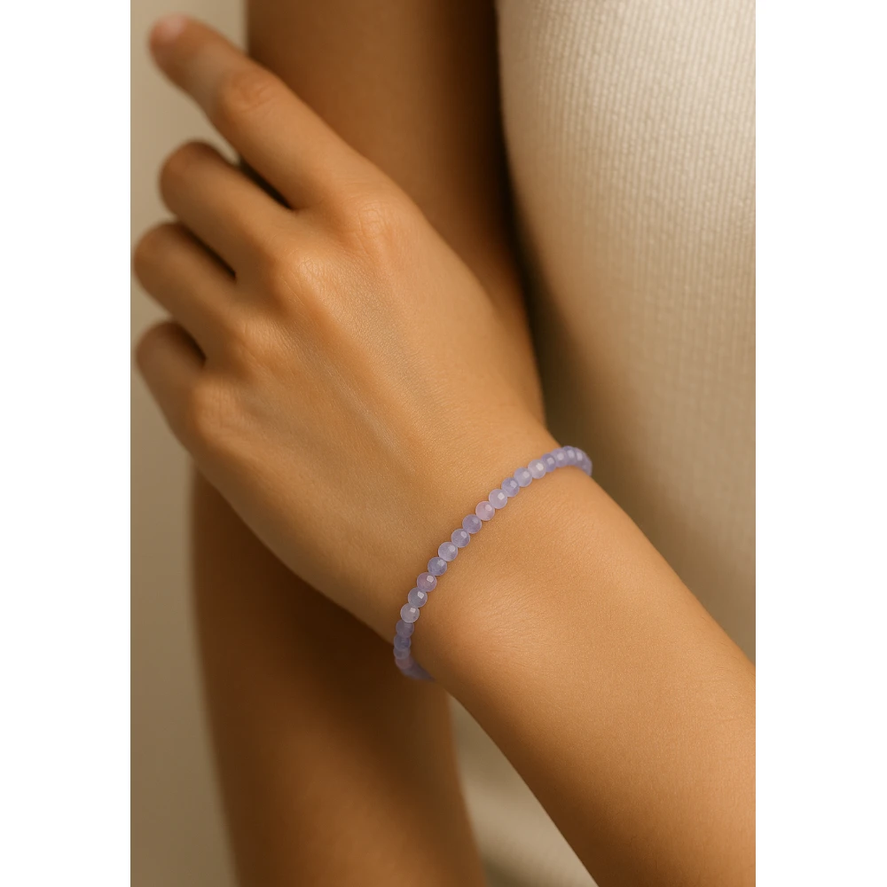 Morgonite Crystal Bracelet - 2mm Faceted Bead (Silver)