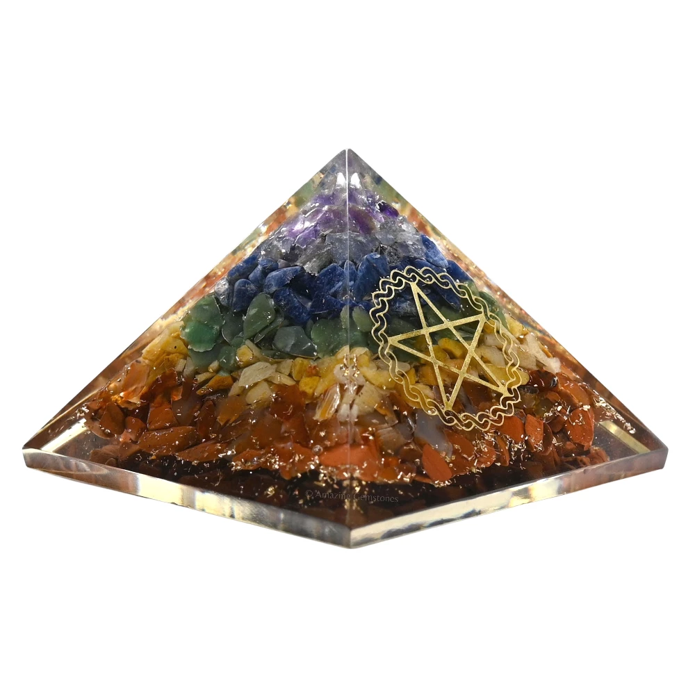 Natural Chakra Orgone Pyramid - Pentacle