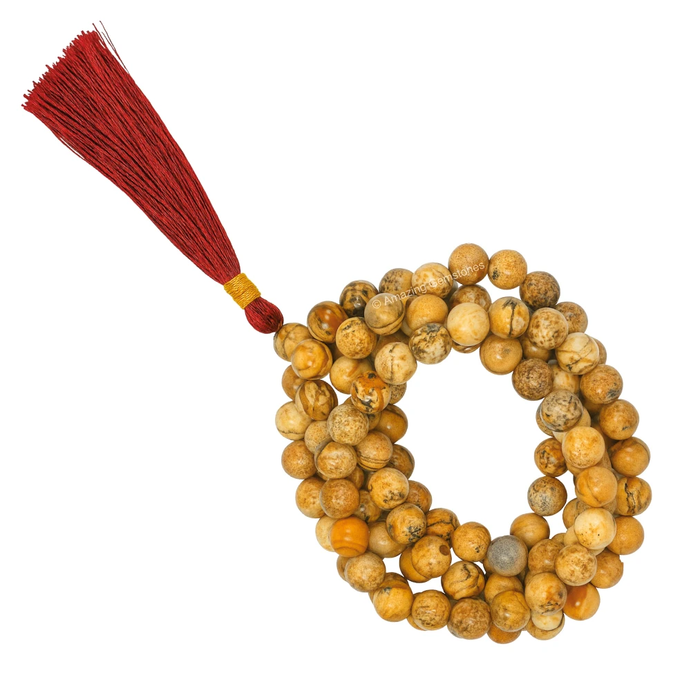 Picture Jasper Mala (Without Knot)