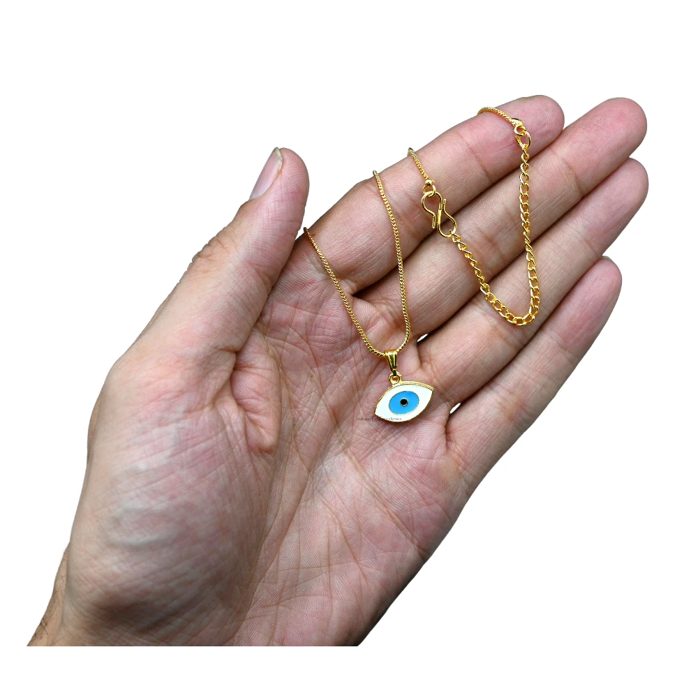 White Evil Eye Pendant (Gold)