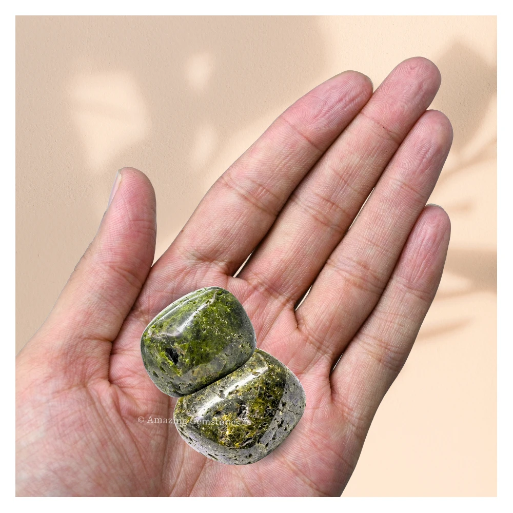 Tumbled Green Tourmaline with Matrix Stone Crystals (1 oz)