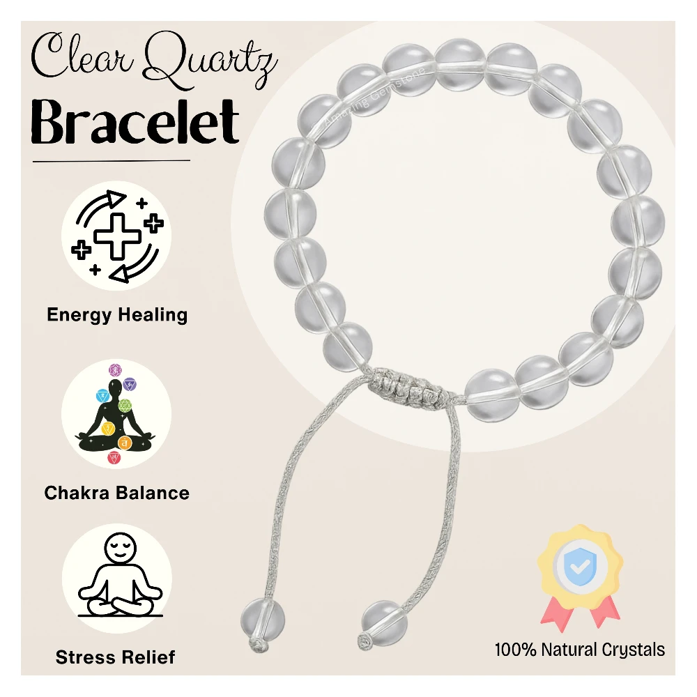 Clear Quartz Bracelet (Adjustable)