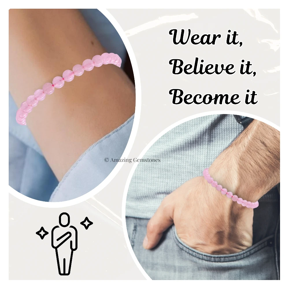 Rose Quartz Healing Crystal Bracelets - 6mm Beads (Adjustable)