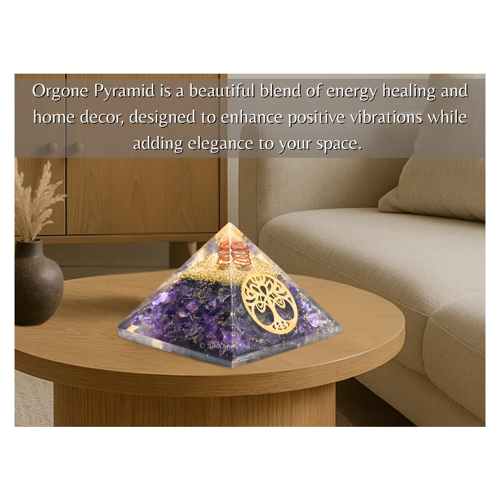 Amethyst Orgone Pyramid - Vintage Tree of Life