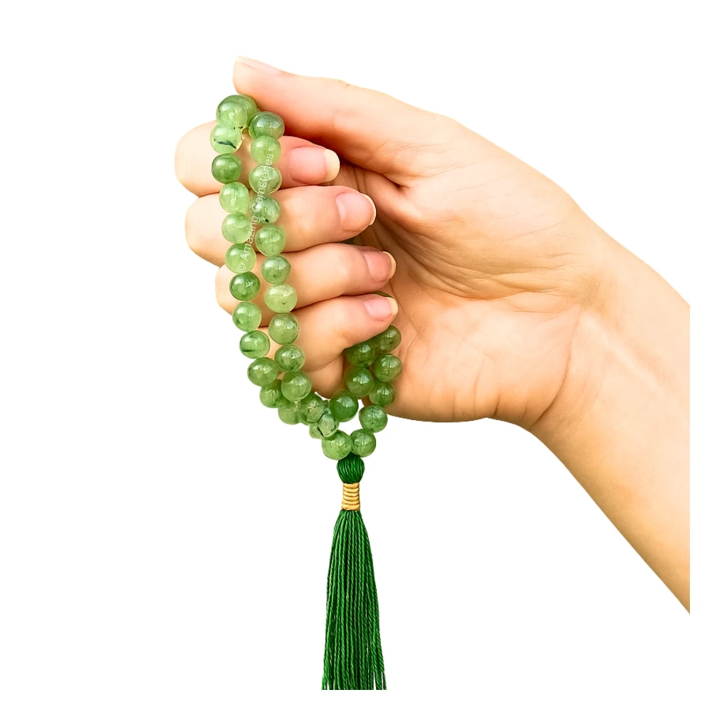 Prehnite Mala (Without Knot)