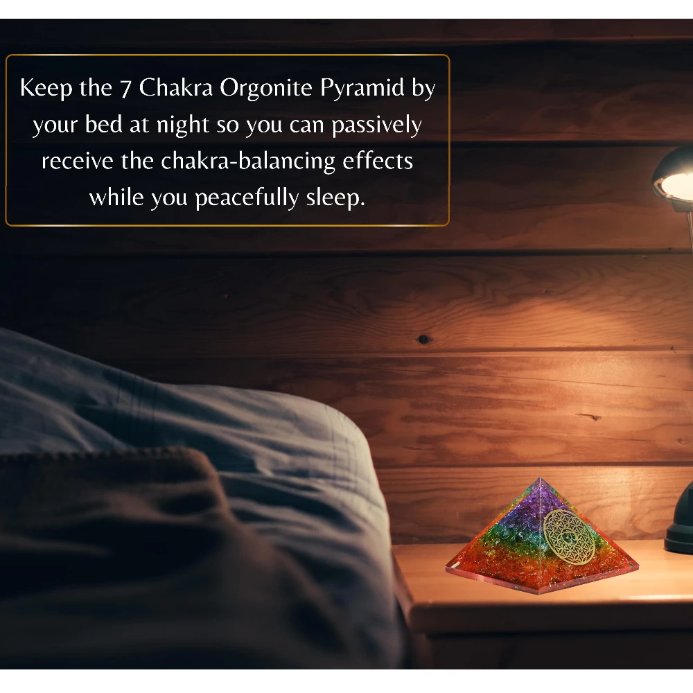 Chakra Onyx Orgone Pyramid - OM Flower of Life