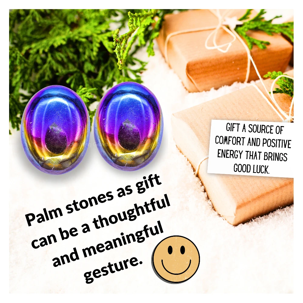 Titanium Aura Quartz Palm Stone