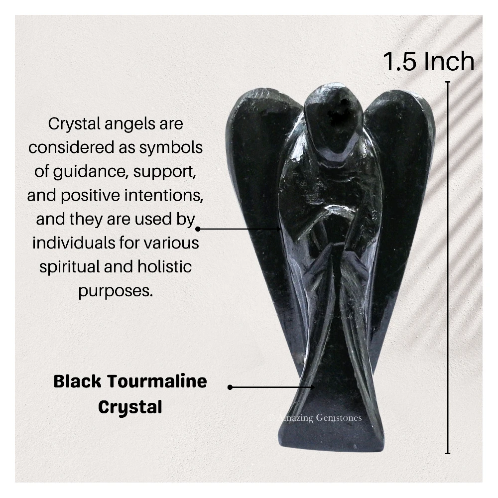 Black Tourmaline Angel Figurine (1.5 Inch)