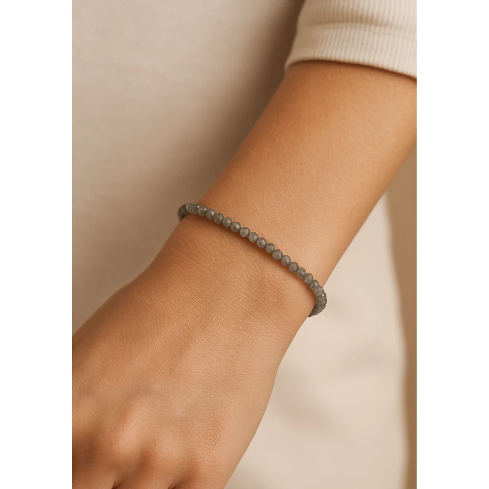Labradorite Crystal Bracelet - 2mm Faceted Bead (Silver)