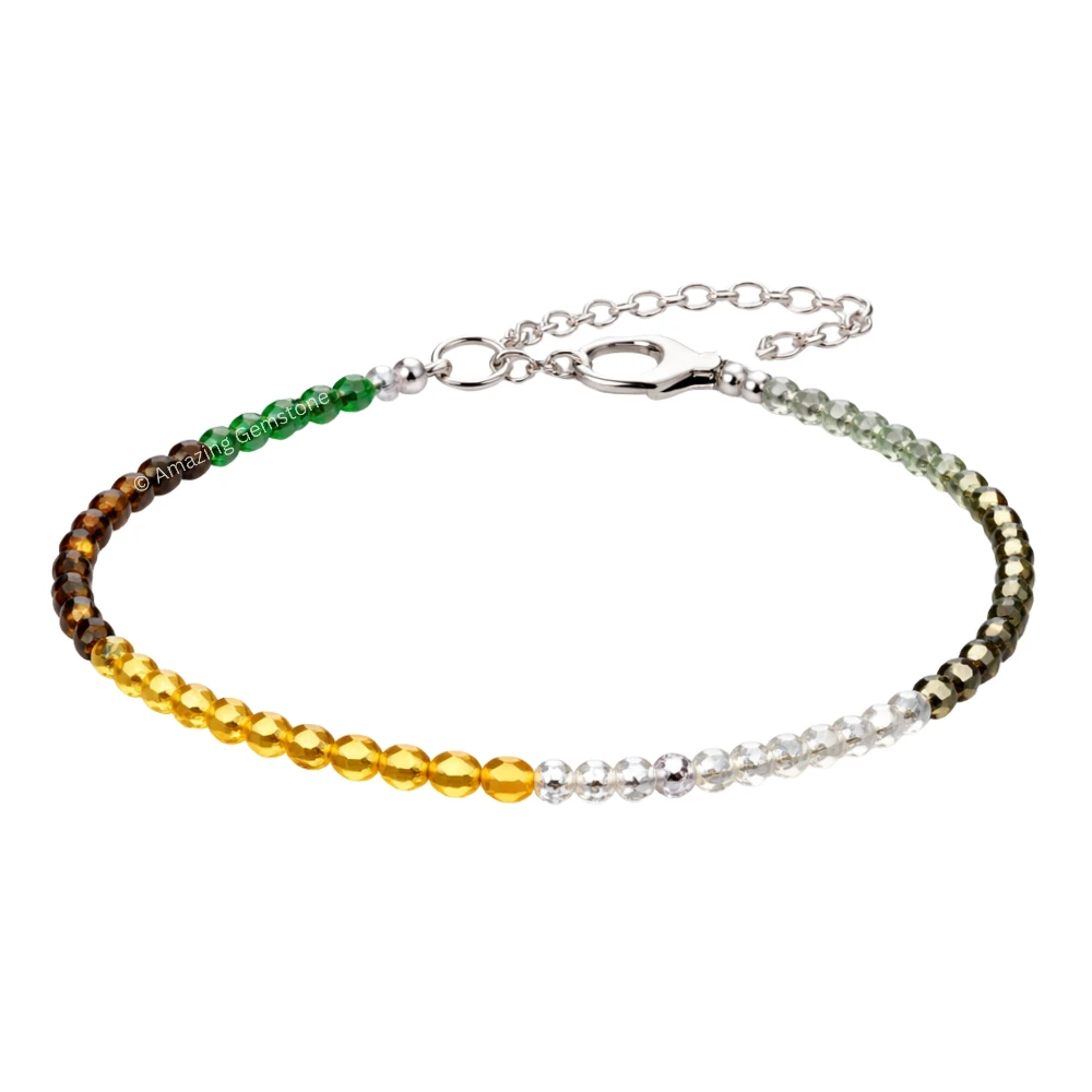Dhanyog Crystal Bracelet - 2mm Faceted Bead