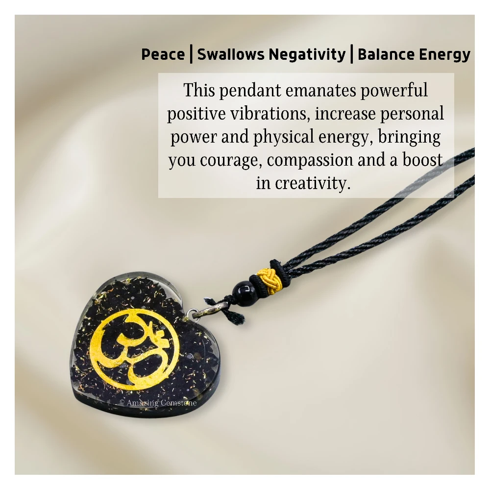 Shungite Necklace - Om (Heart)