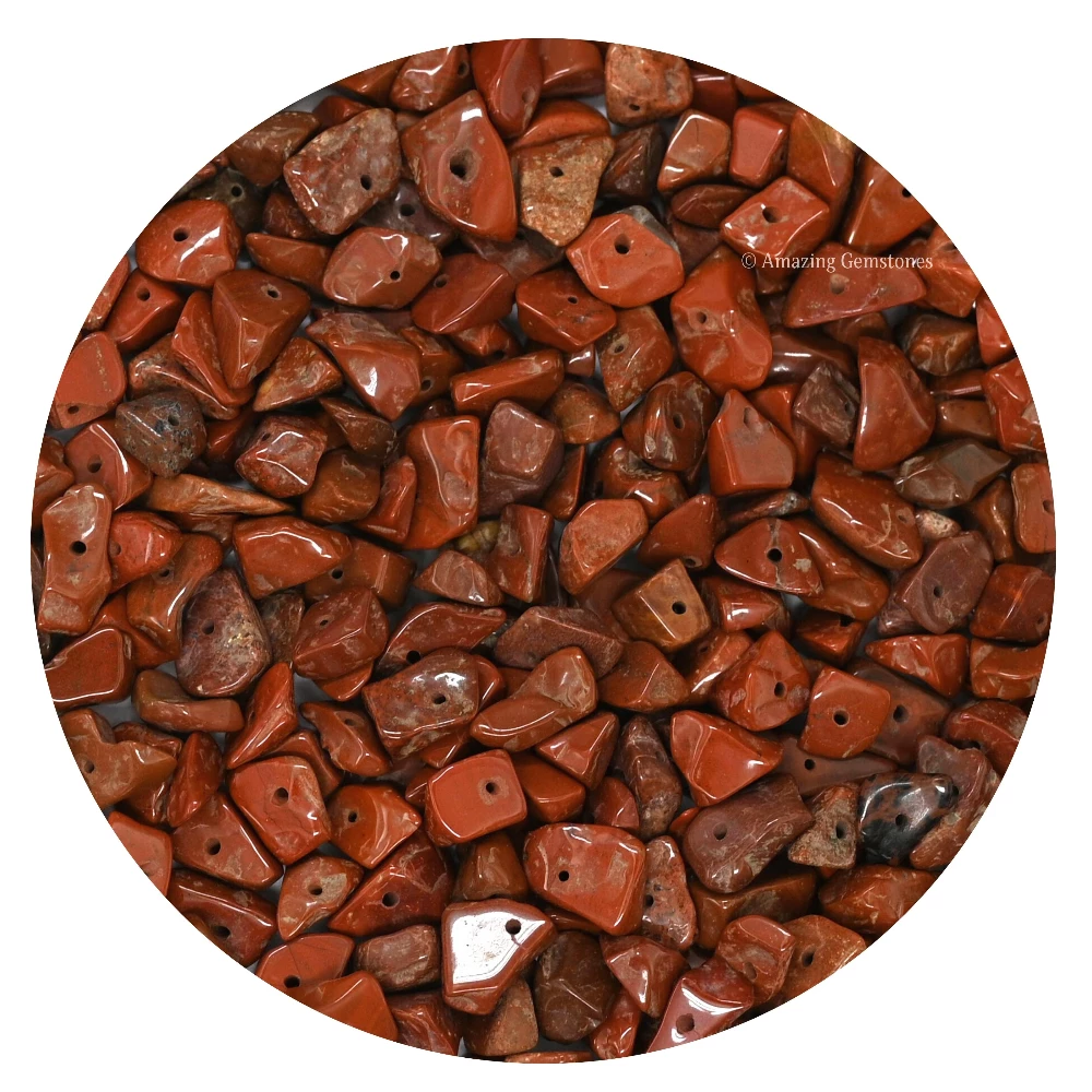 Red Jasper Chips - Pre Drilled
