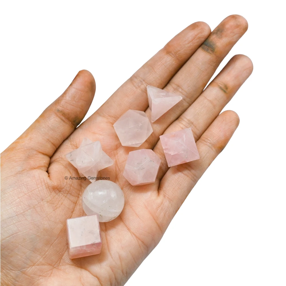 Rose Quartz Platonic Solid - 7 Pcs