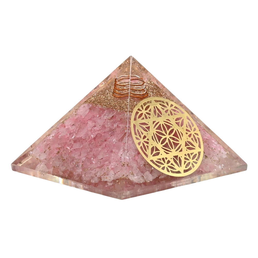 Rose Quartz Orgone Pyramid - Star of David