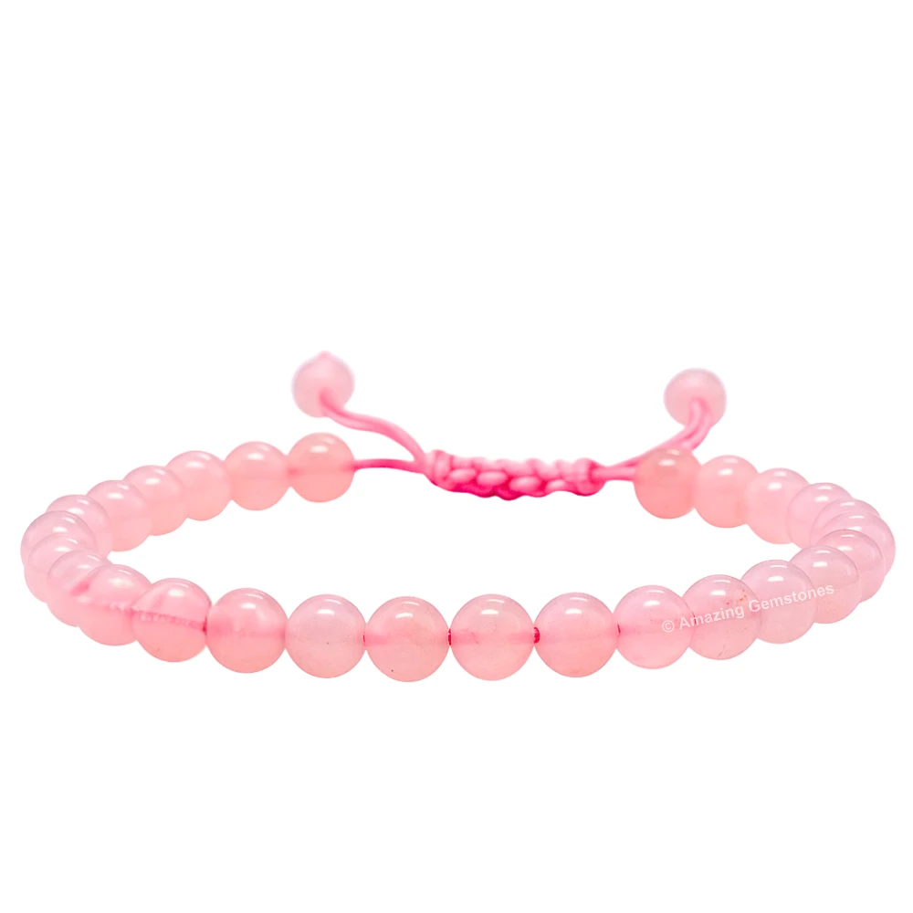 Rose Quartz Healing Crystal Bracelets - 6mm Beads (Adjustable)
