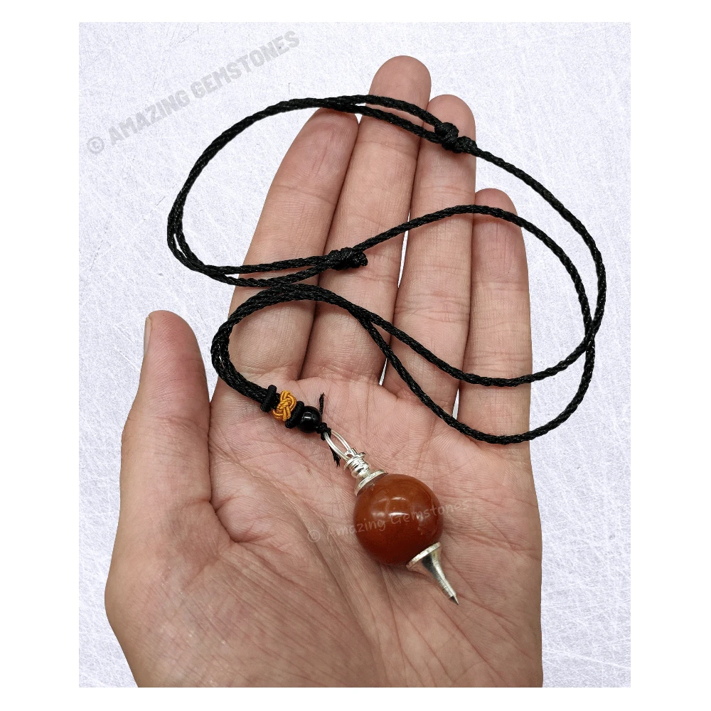 Carnelian Necklace - Crystal Ball (Silver)