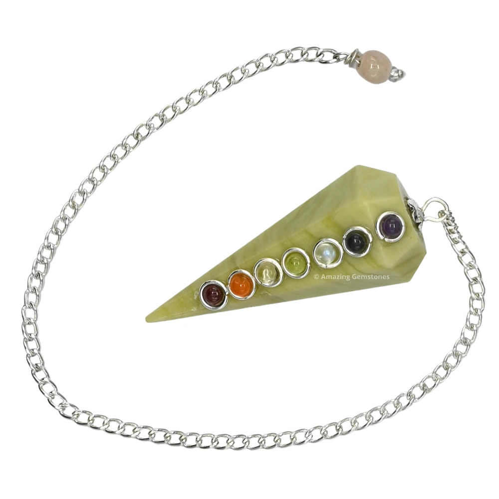 Serpentine Chakra Crystal Pendulum
