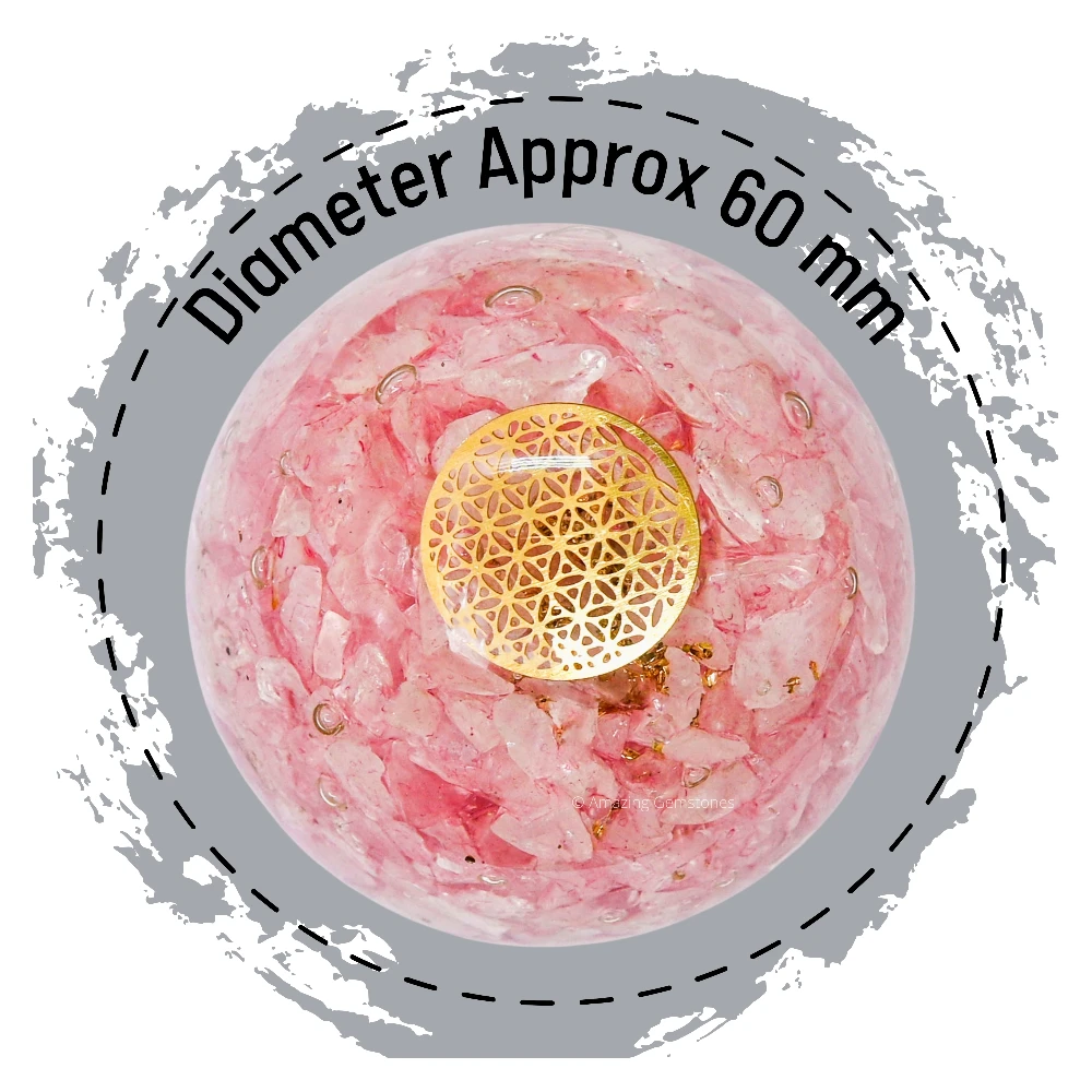 Rose Quartz Orgone Sphere- Flower Of Life (2.5 Inch)