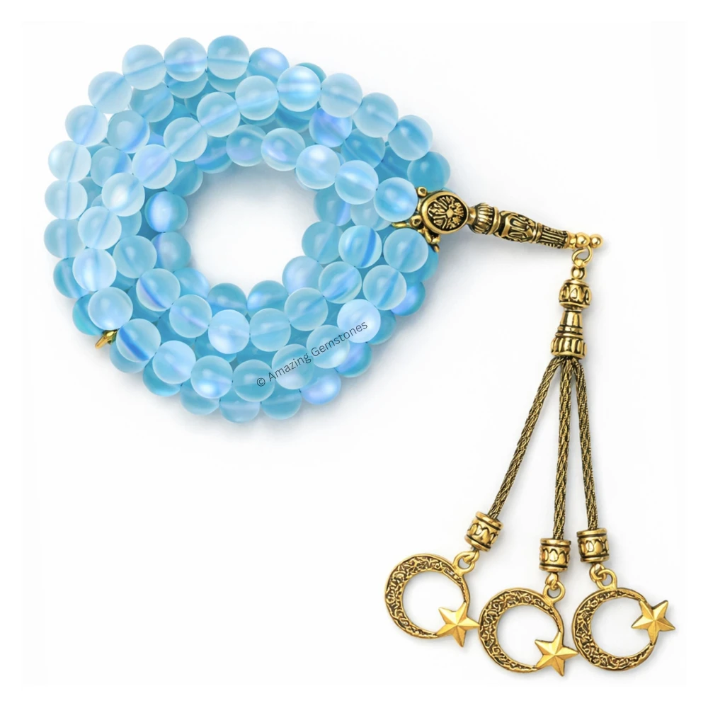 Blue Mermaid Tasbeeh Sibha Prayer Beads (Gold)