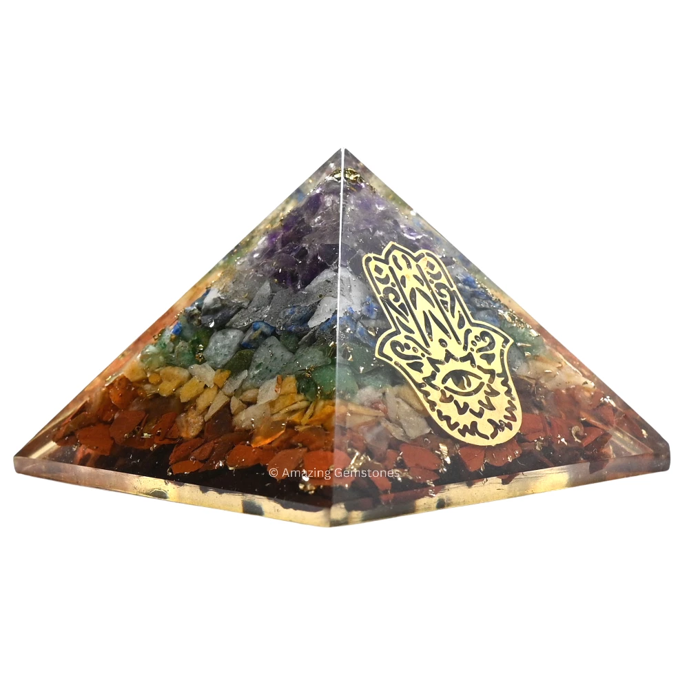 Natural Chakra Orgone Pyramid - Hamsa