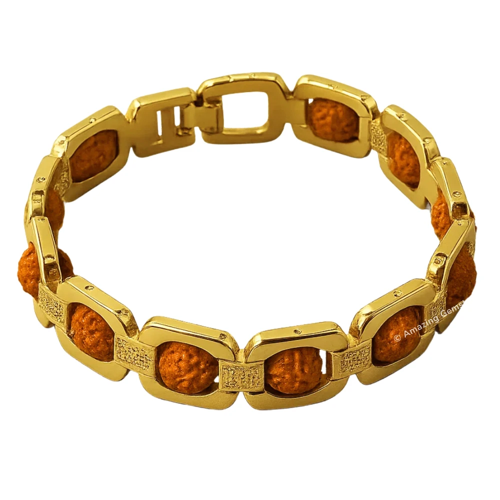 Rudraksha Bracelet (Premium Gold Chain)