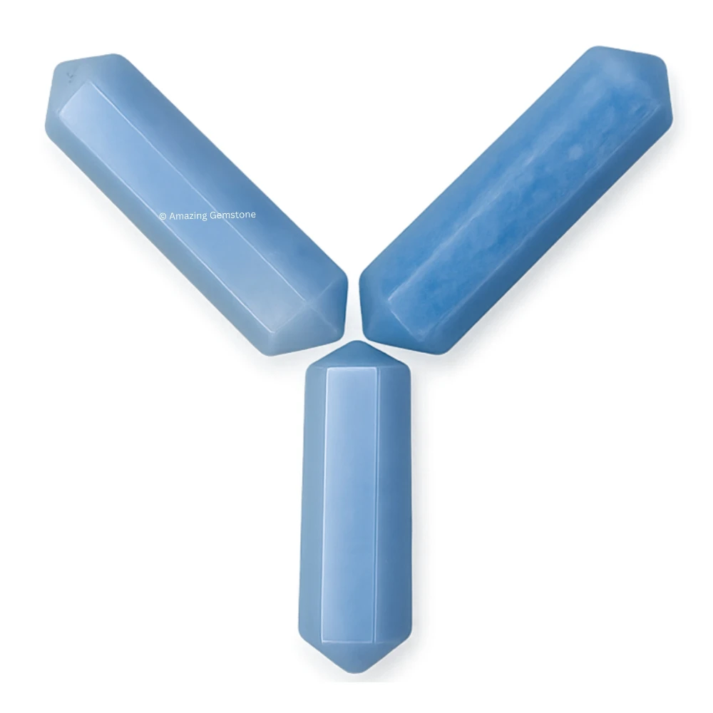 Angelite Pencil Points (Double Terminated) (Set of 3)