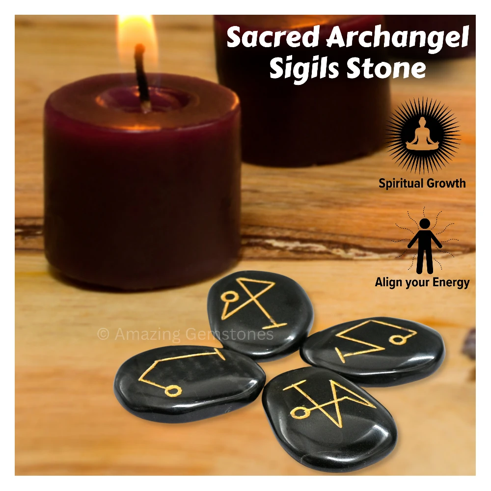 Black Agate Arch Angel (Set of 4)