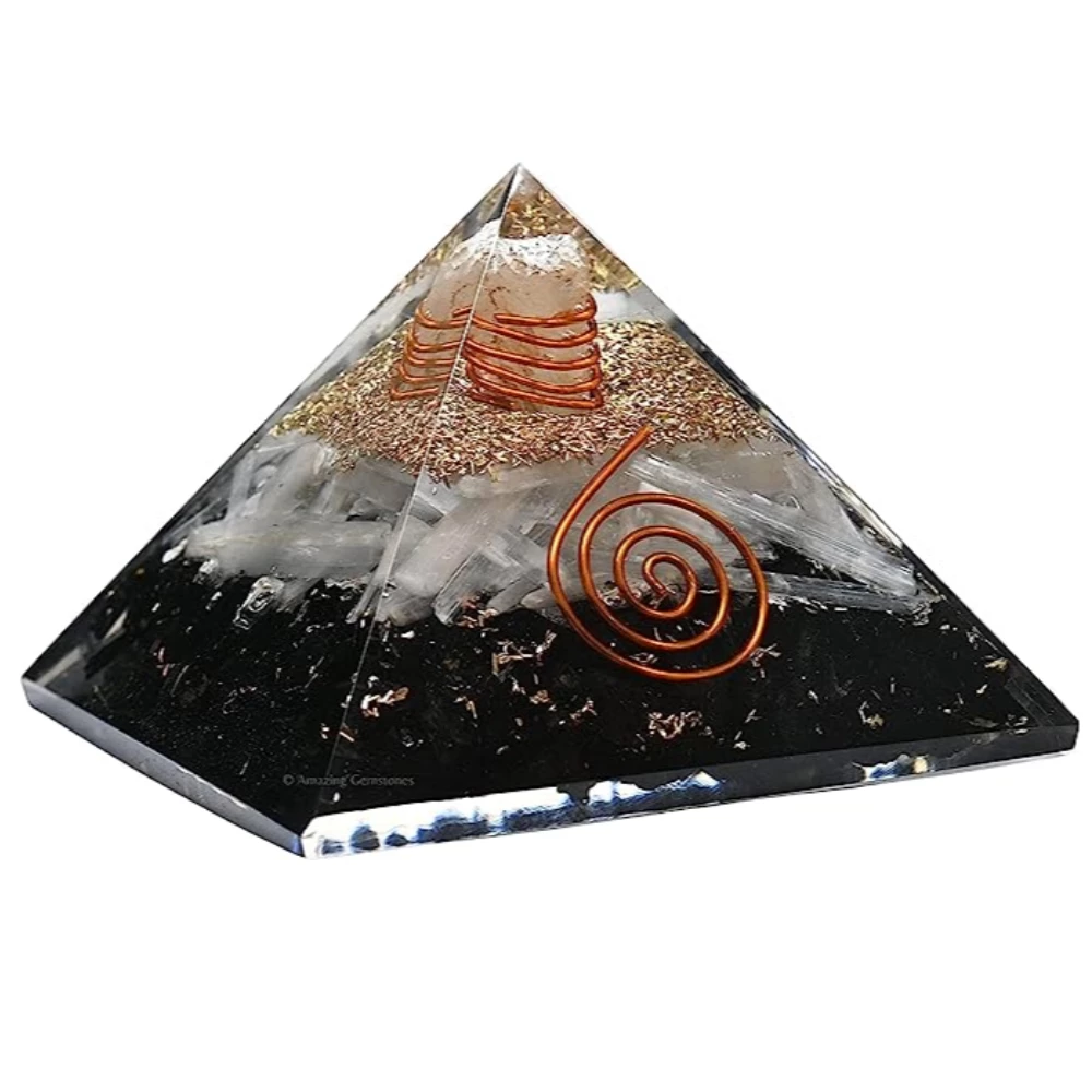 Black Tourmaline Selenite Orgone Pyramid