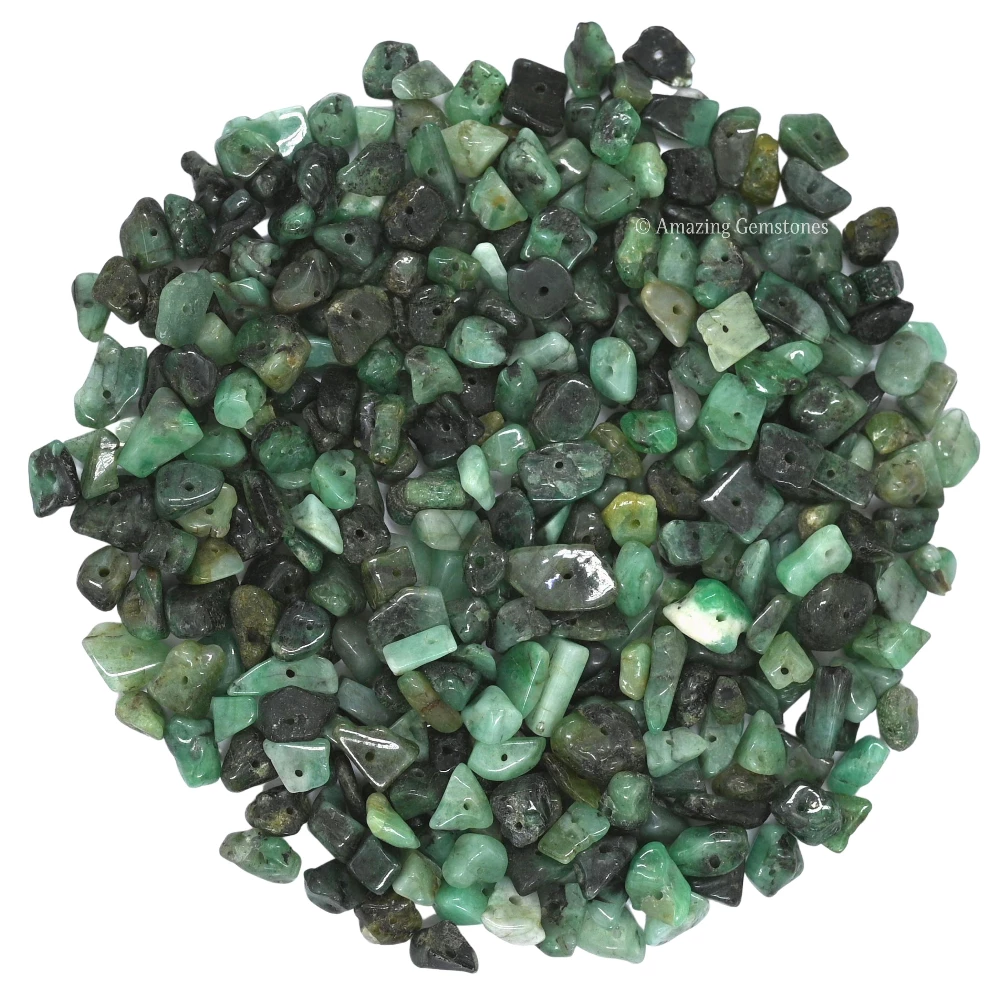 Emerald Chips - Pre Drilled