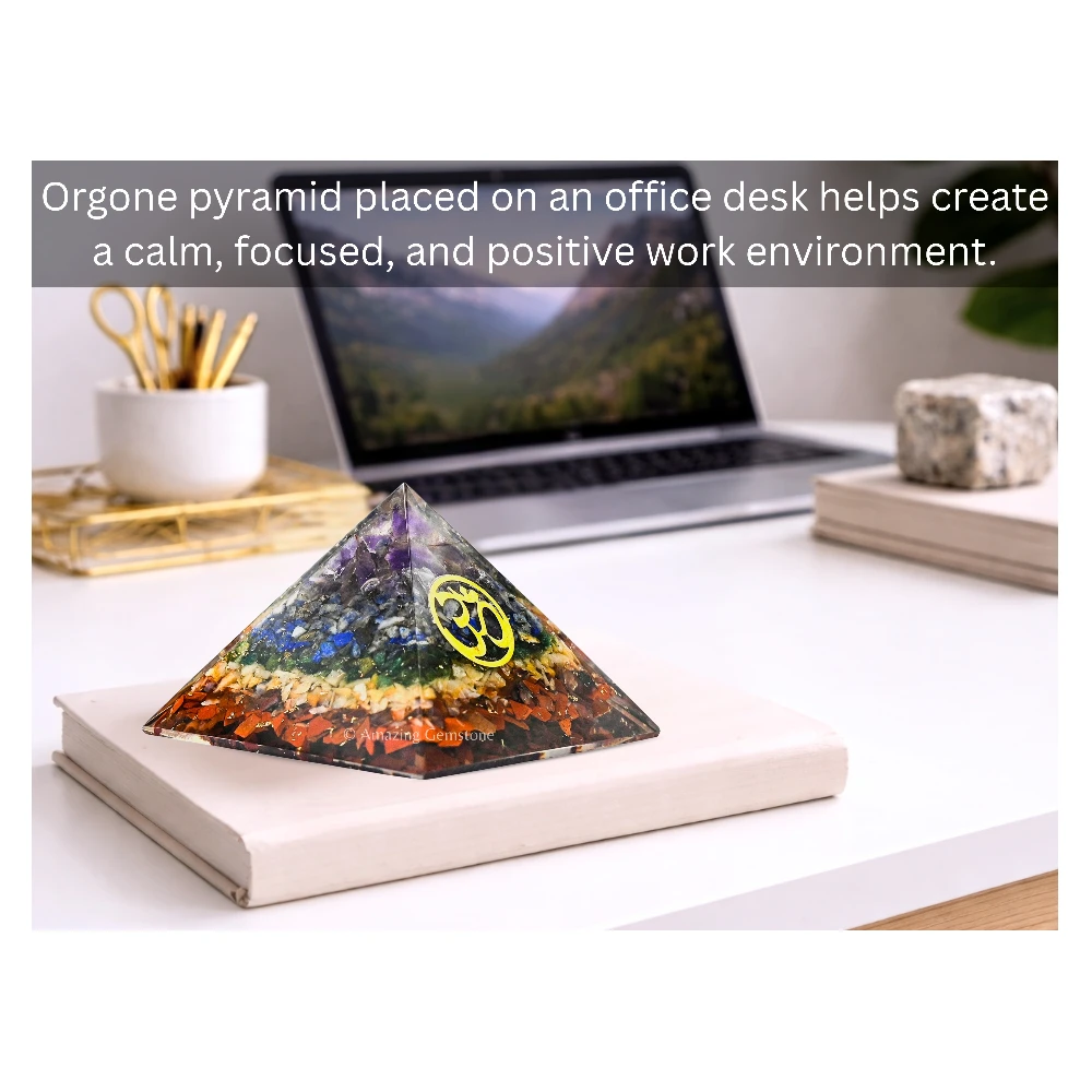 Natural Chakra Orgone Pyramid -  OM