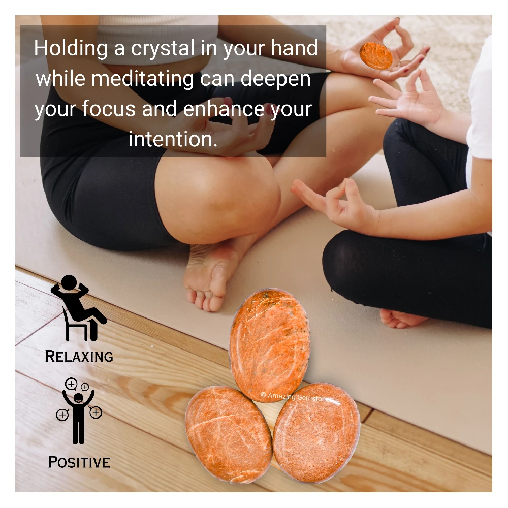 Peach Moonstone Palm Stone