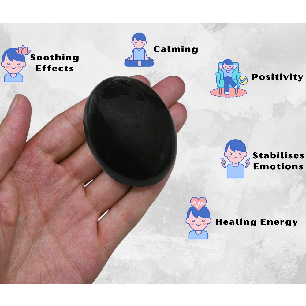 Black Agate Palm Stone