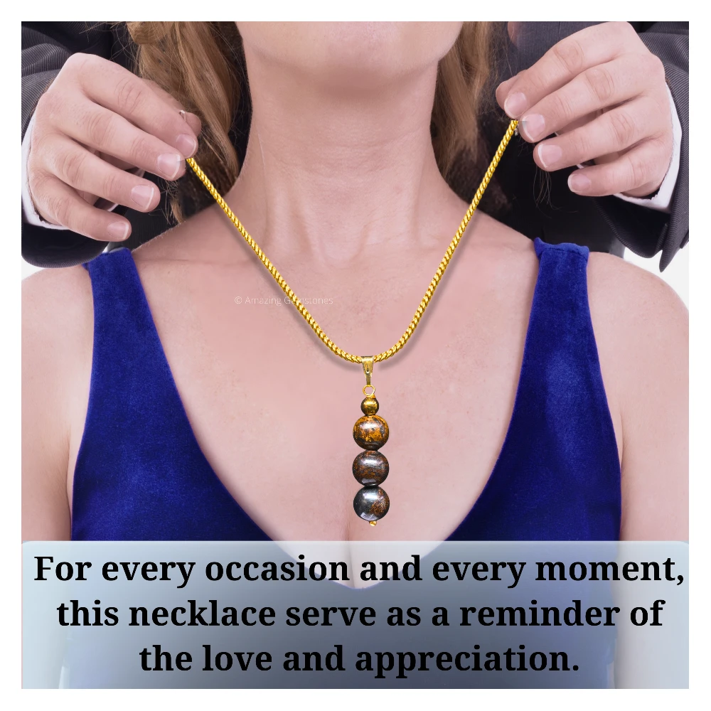 Bronzite Bead Pendant (Gold)