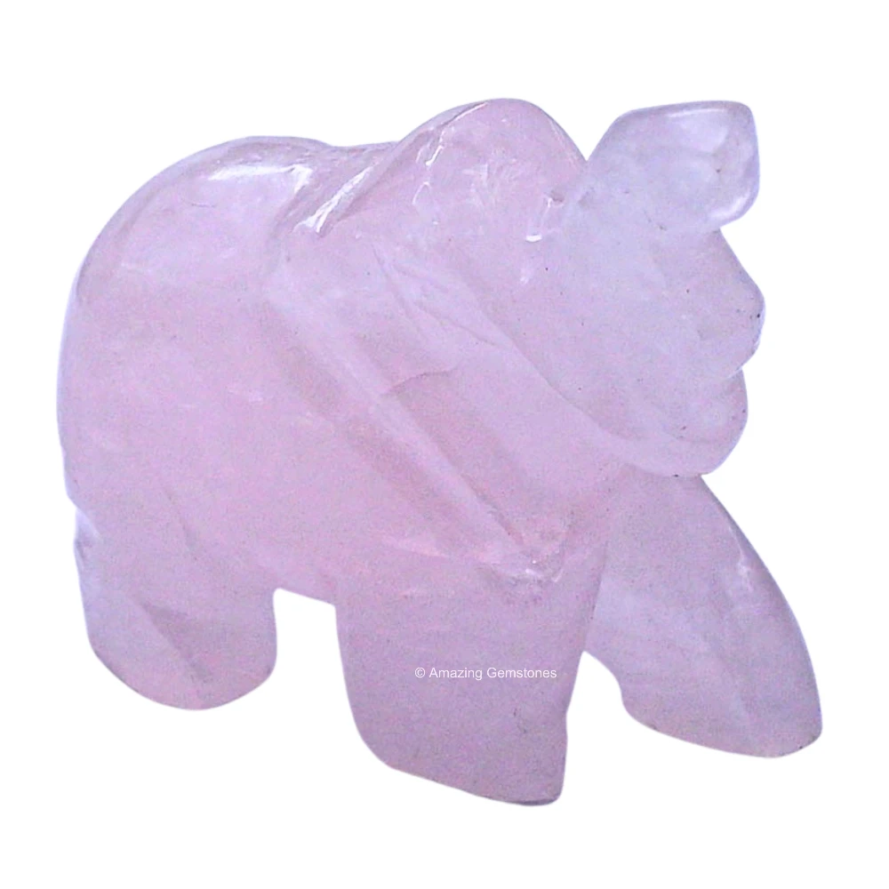 Rose Quartz Mini Elephant Crystal Figurine