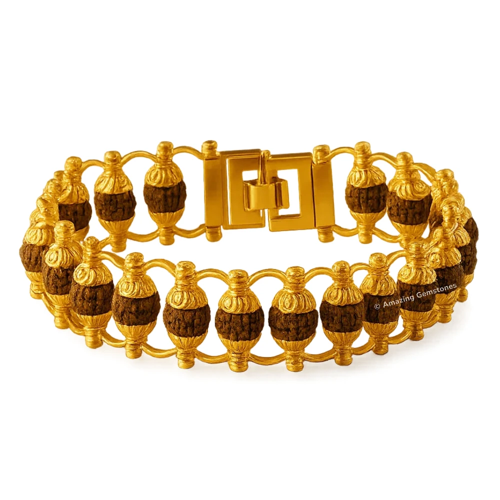 Rudraksha Bracelet (Classic Gold Chain)