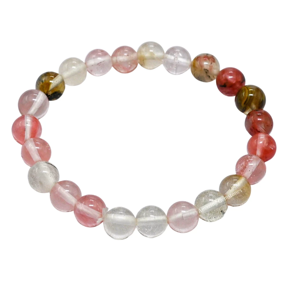 Multi Cherry Quartz Bracelet (Strechable)