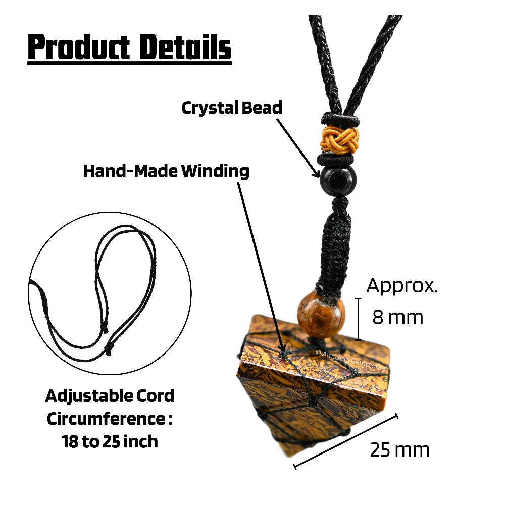 Mariyam Jasper Pyramid Pendant Necklace (Macrame)