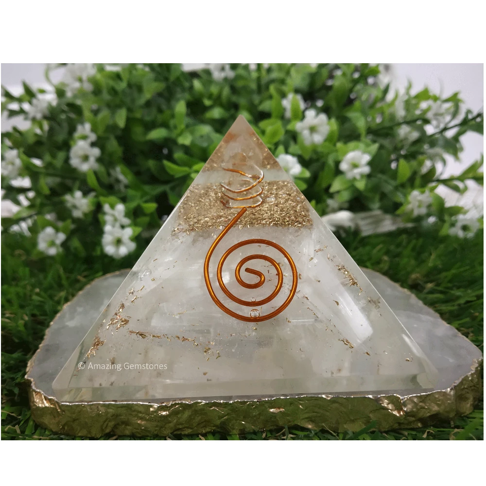 Selenite Orgone Pyramid