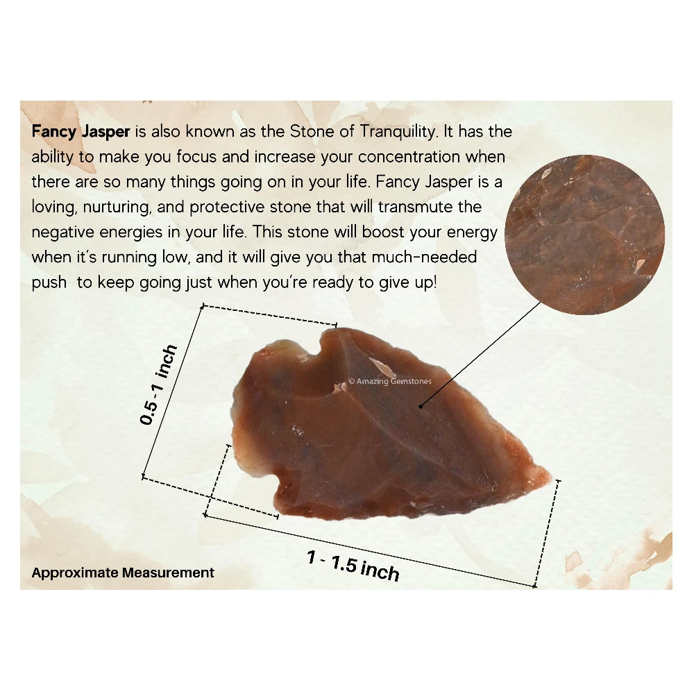Fancy Jasper Crystal Arrowhead - 1" to 1.5" (50 Pieces)